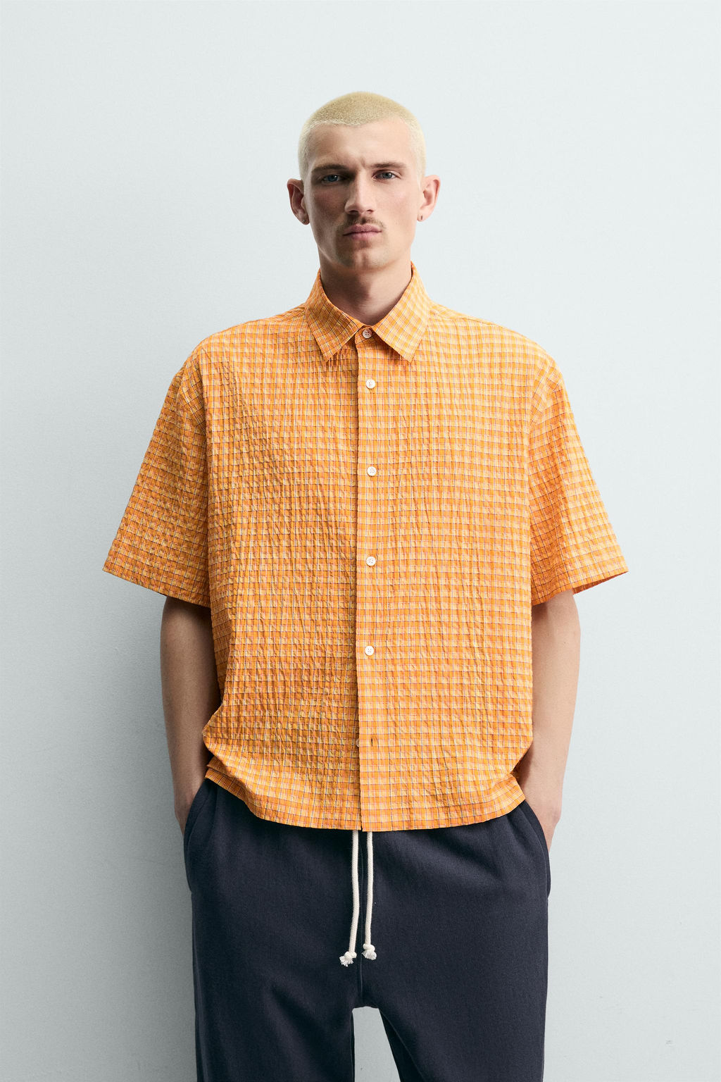 CAMISA RELAXED FIT ESTRUCTURA CUADROS / Naranjas - Zara фото 2