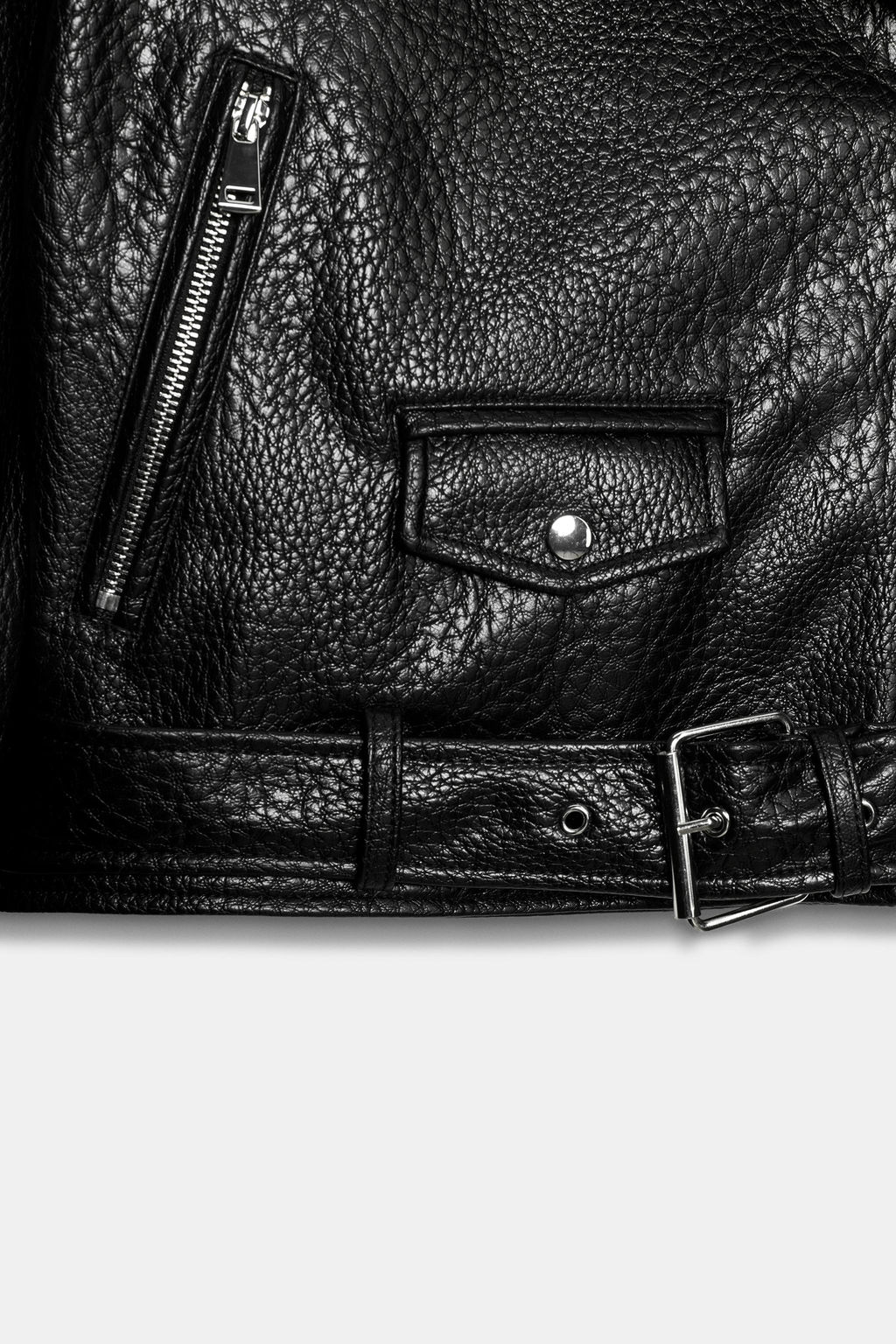 CAZADORA BIKER HOMBRERAS EFECTO PIEL / Negro - Zara фото 5