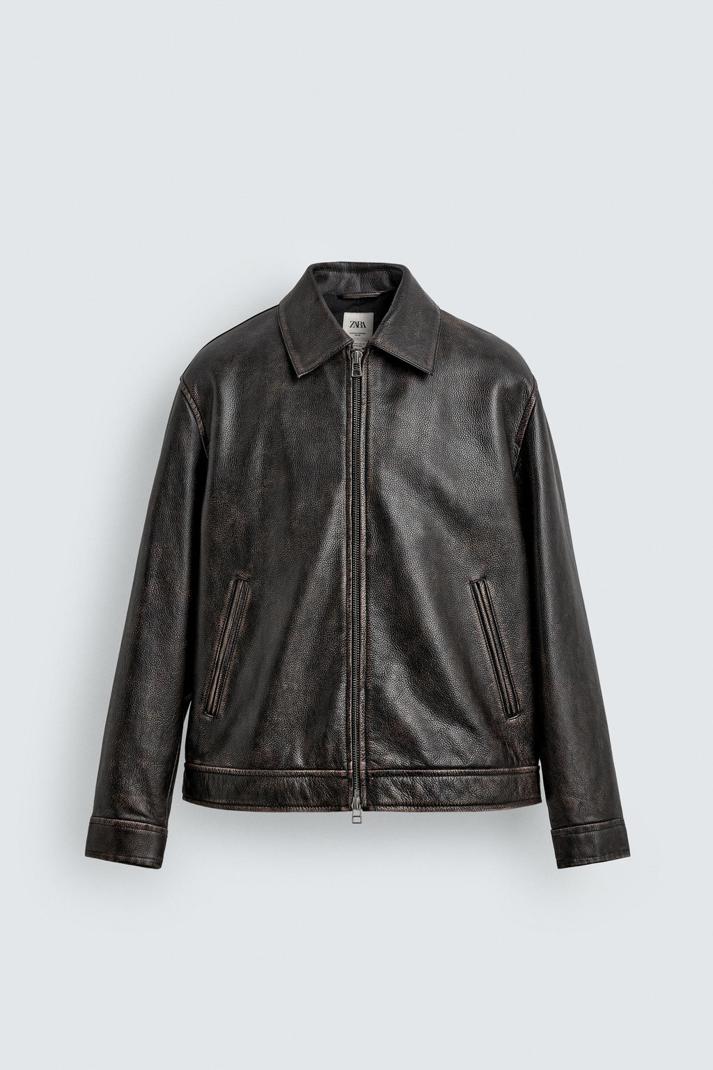 VINTAGE-EFFECT WASHED LEATHER JACKET LIMITED EDITION - Zara фото 8