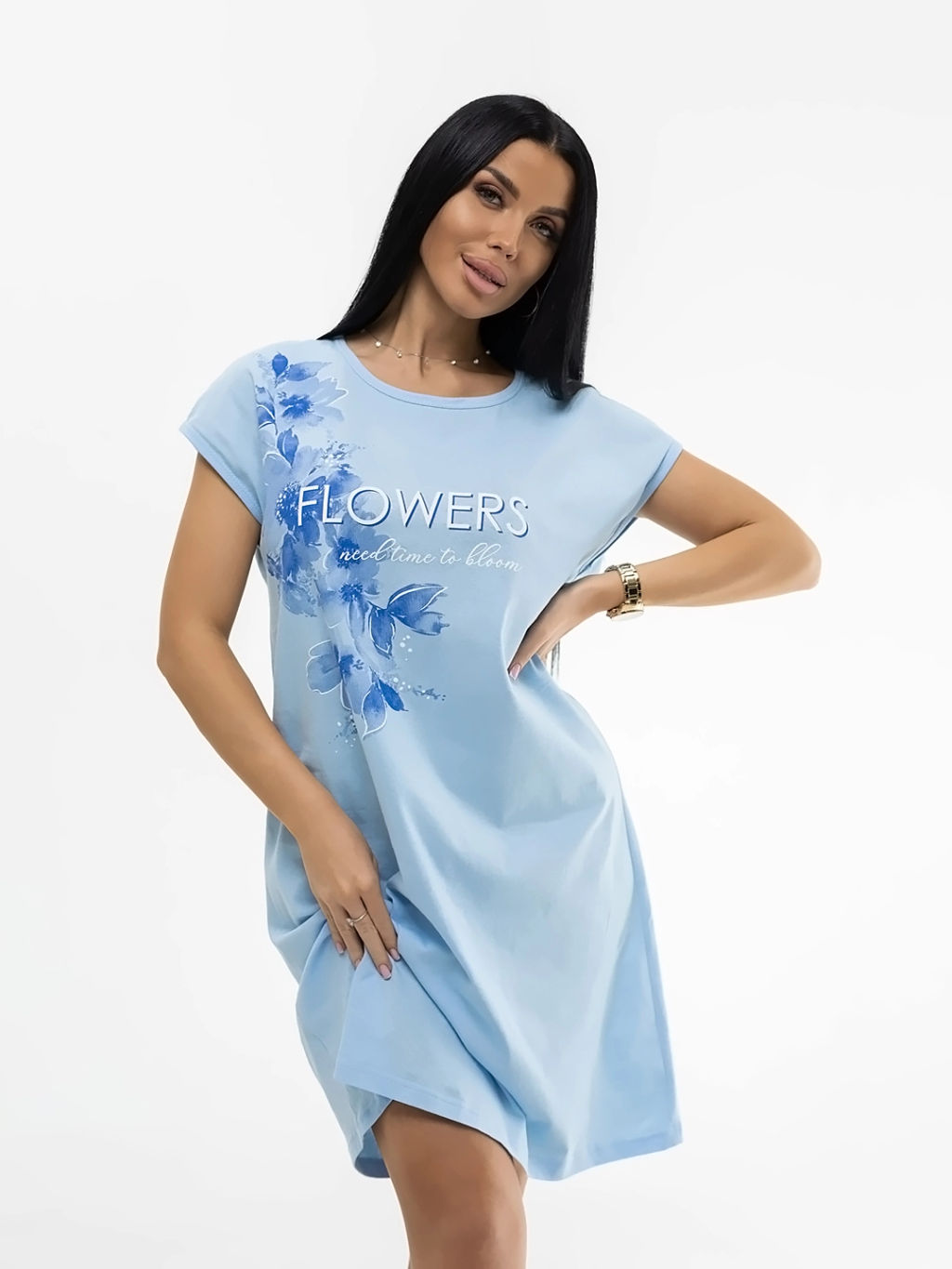Ночная сорочка женская, цвет голубой