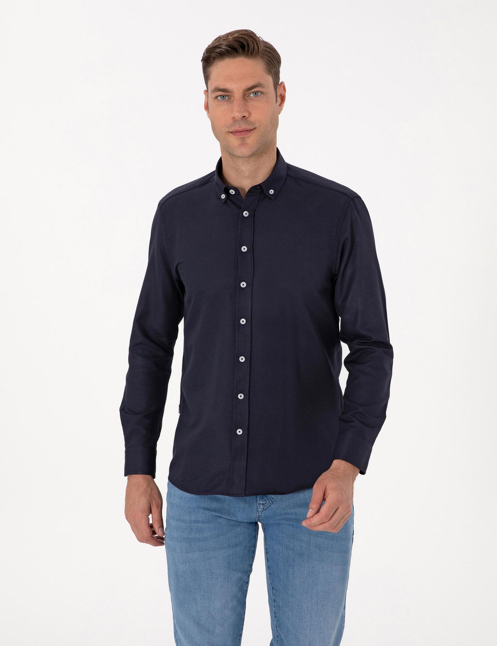 Lacivert Regular Fit Uzun Kollu G_mlek