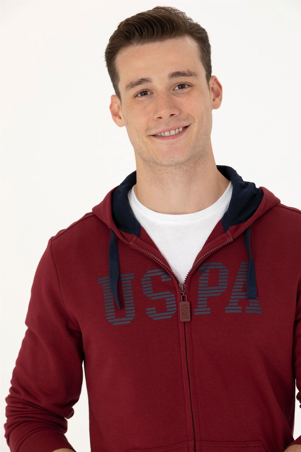 U. S. Polo Assn Мужской бордовый вязаный кардиган с капюшоном - U.s. polo assn фото 9