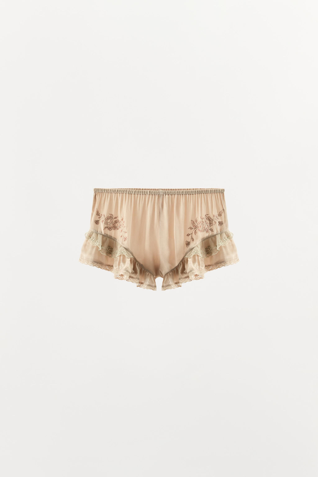 SHORTS SATINADO VOLANTES ABALORIOS / Rosa claro - Zara фото 6