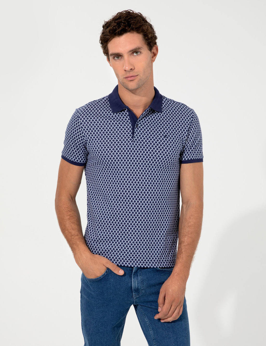 Темно-синяя футболка с воротником-поло - Cacharel фото 3