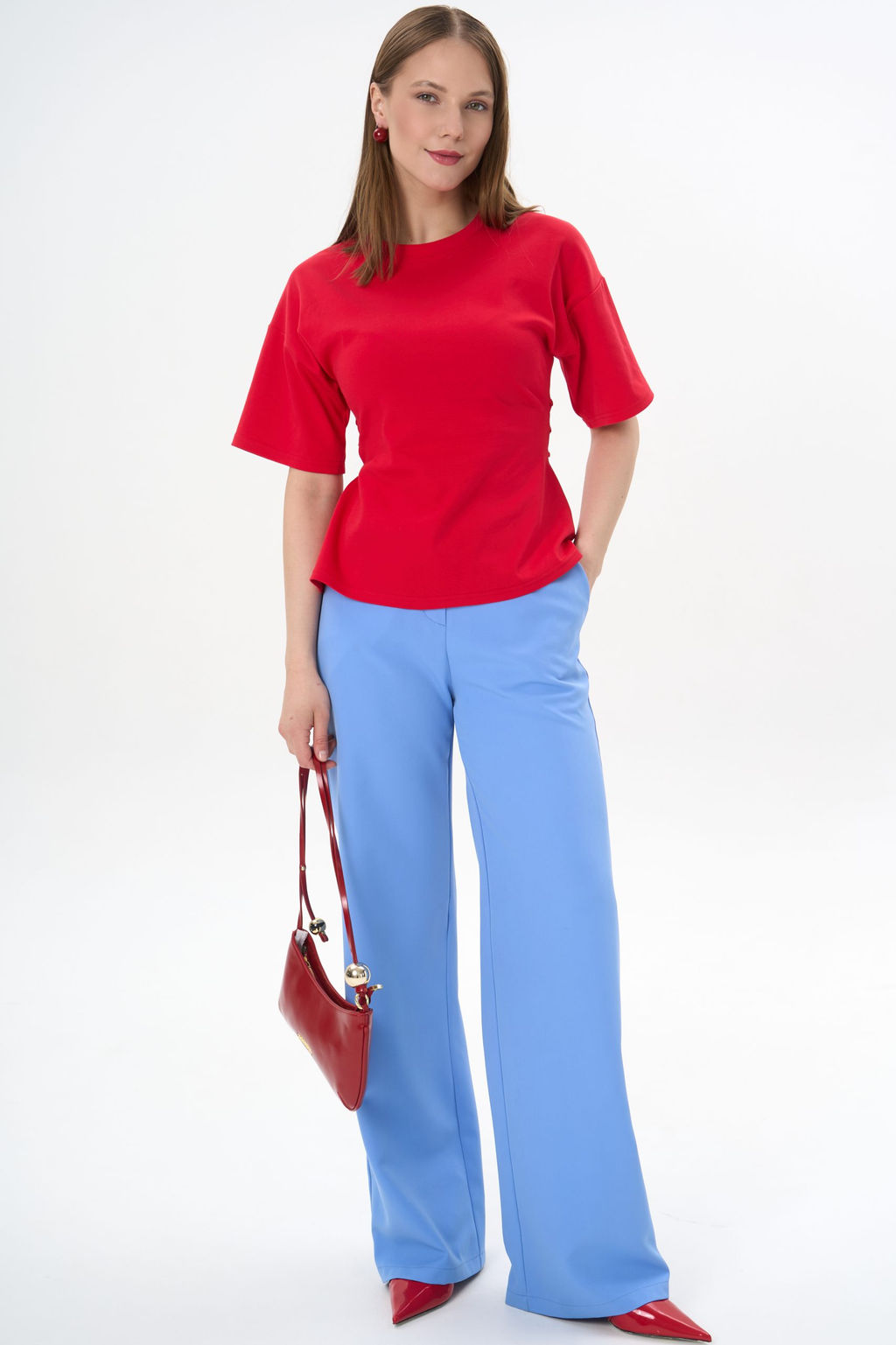 Футболка с завязками Николь (красный) - Эльза фото 12