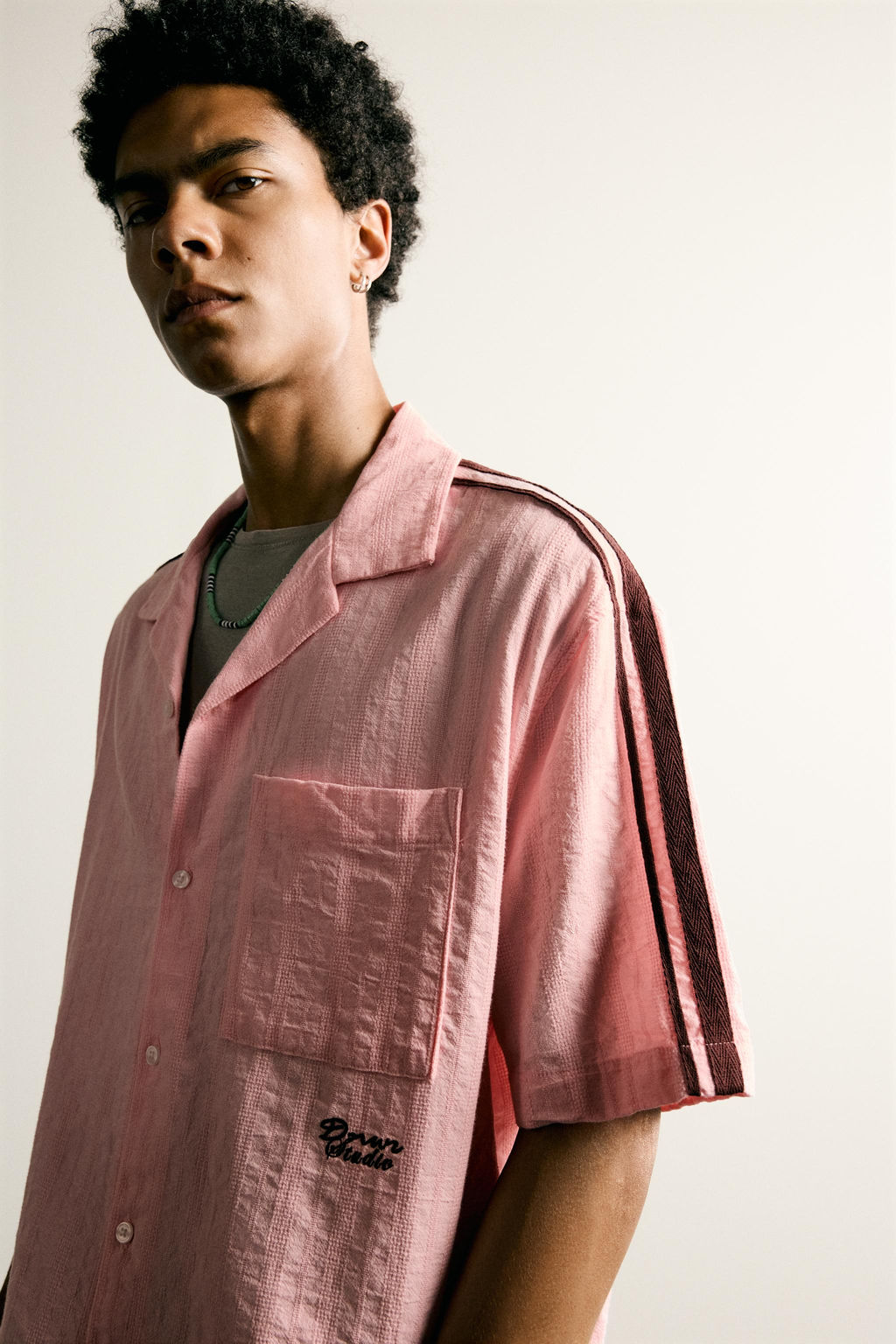 CAMISA BANDAS BORDADO CONTRASTE / Rosa - Zara фото 5
