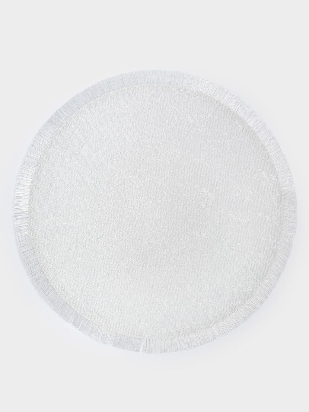 Салфетка под приборы, 38 см, ПВХ/полиэстер, круглая, серебристая, Бахрома