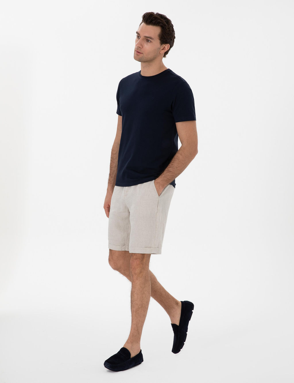 Lacivert Slim Fit Bisiklet Yaka %100 Pamuk Basic T-shirt - Cacharel фото 4