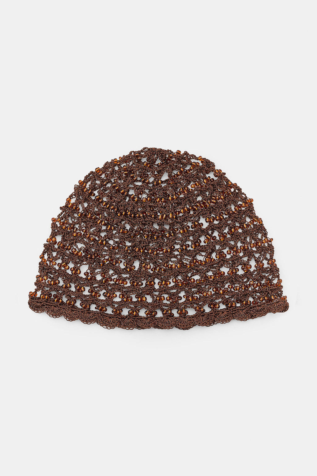GORRO CASQUETE CROCHET ABALORIOS / Marr?n