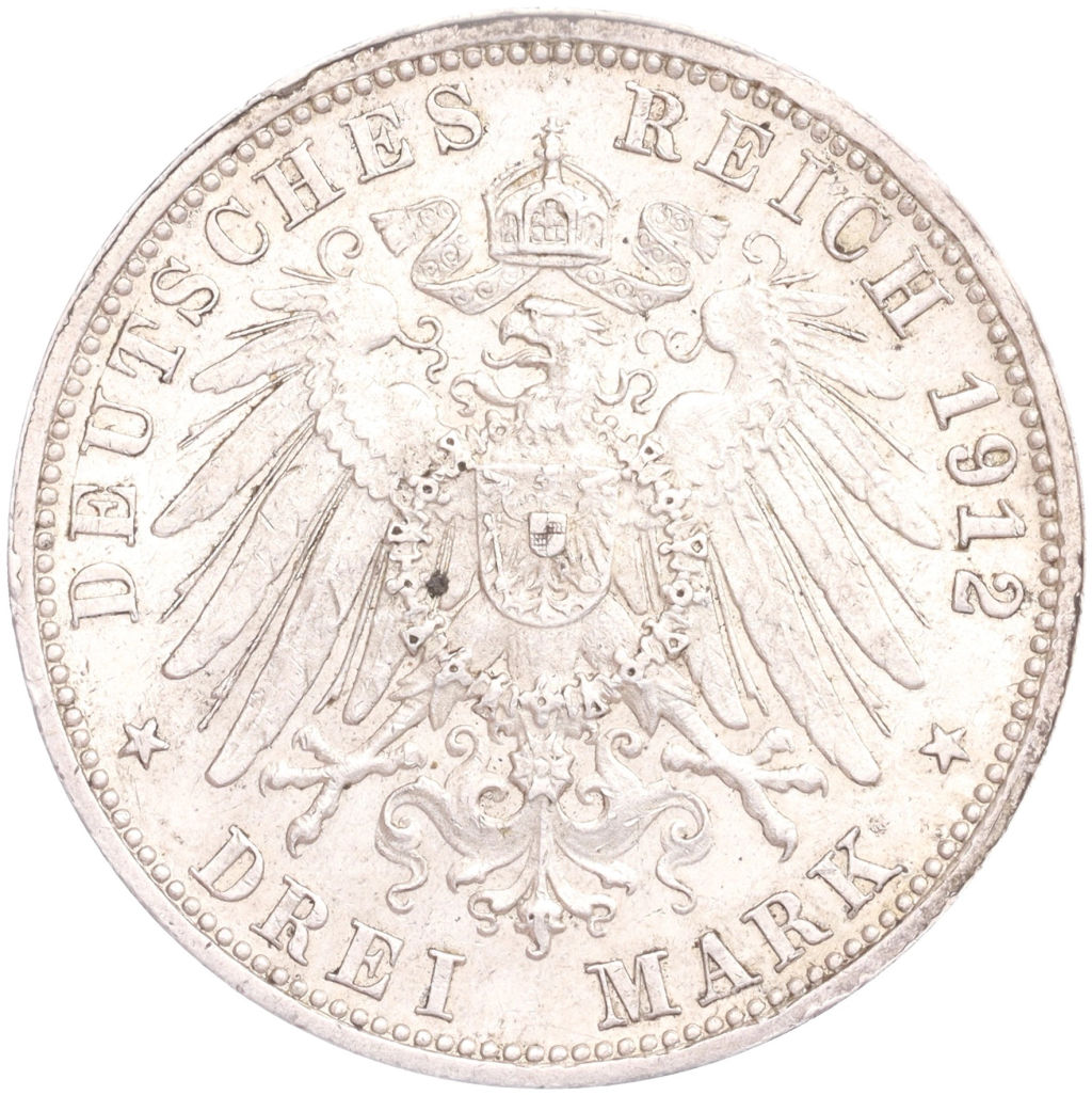 3 марки 1912 года F Германия (Вюртемберг)