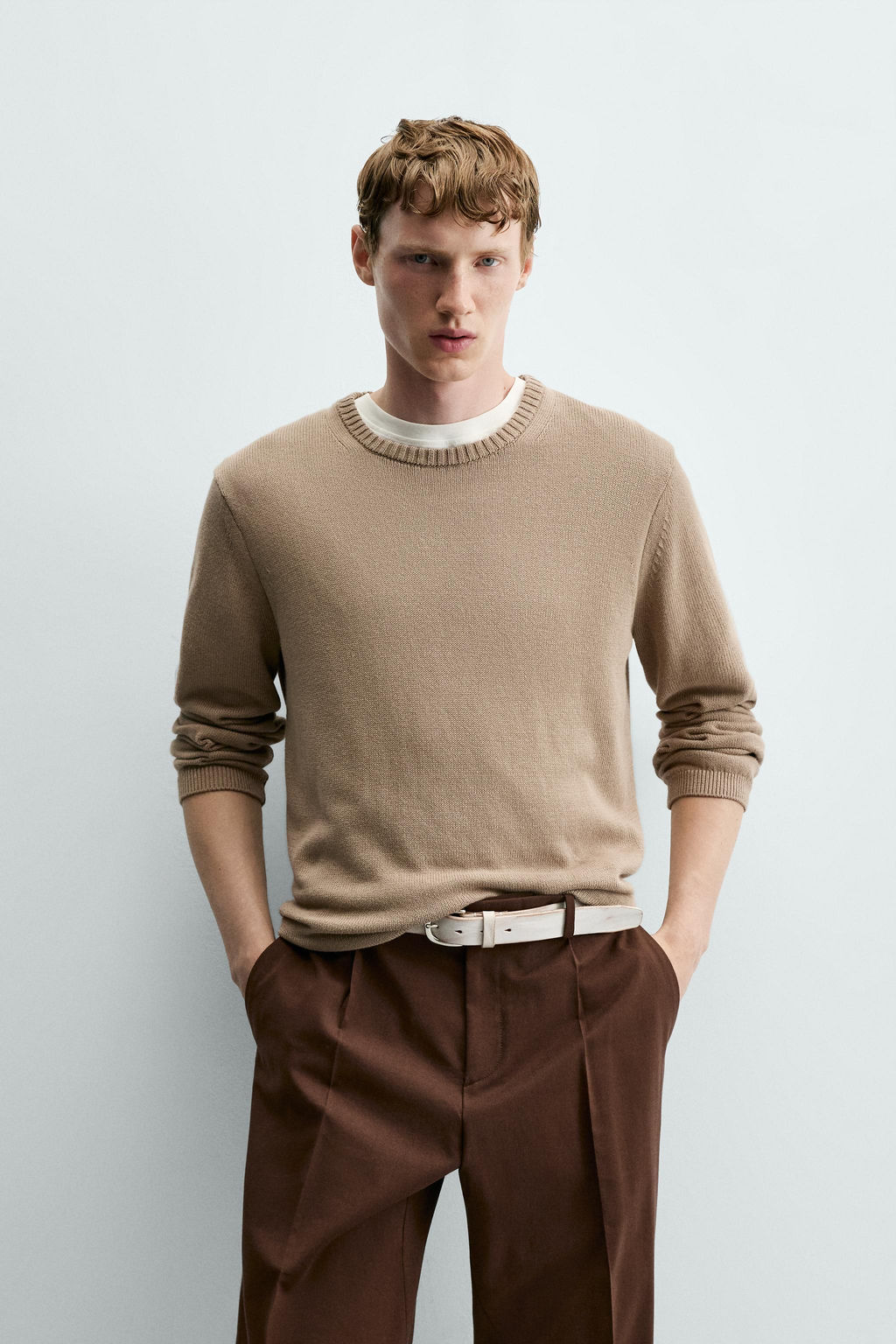 JERSEY RELAXED FIT ALGOD?N / Marr?n claro - Zara фото 2