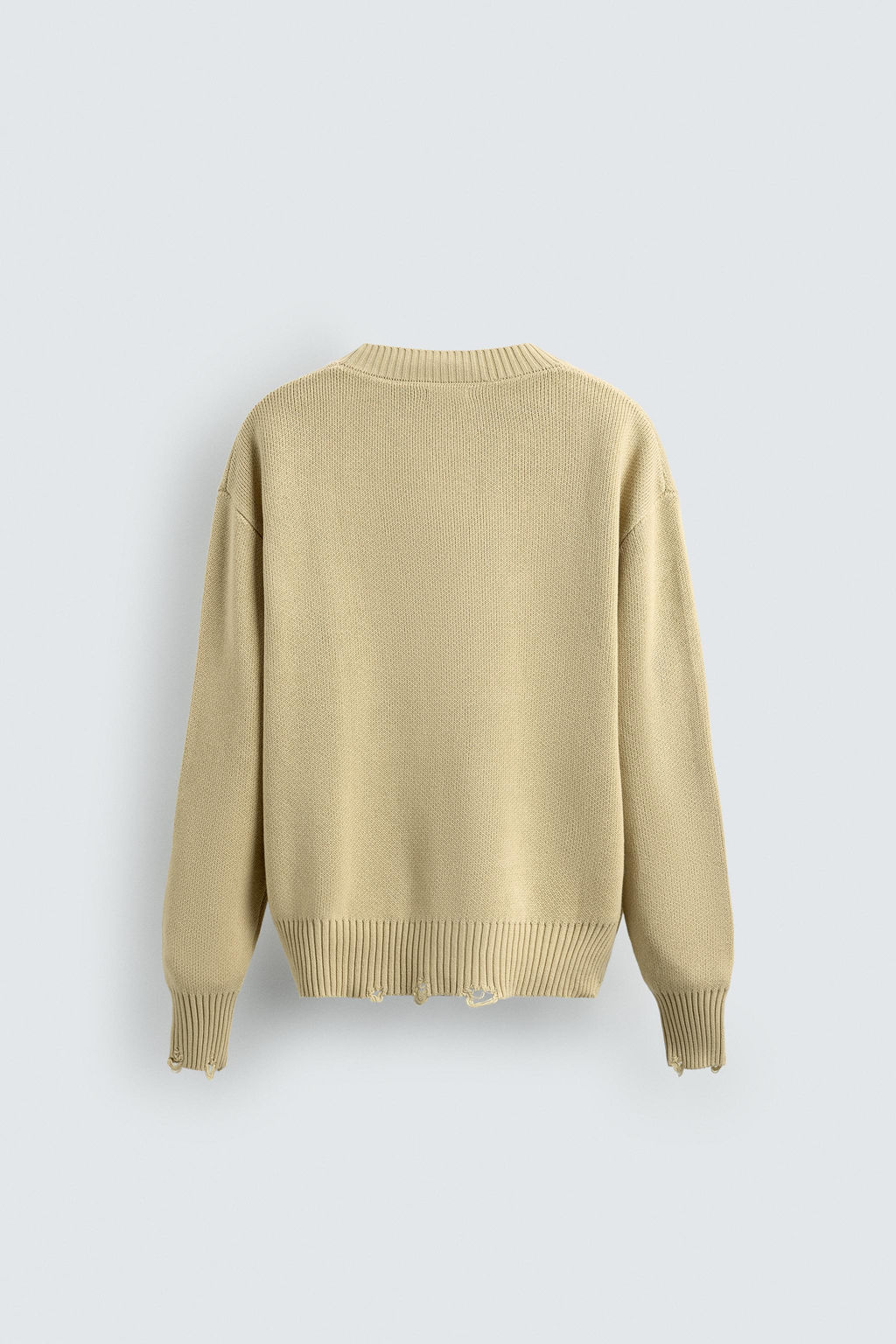 CARDIGAN WITH DISTRESSED RIBBED TRIMS
