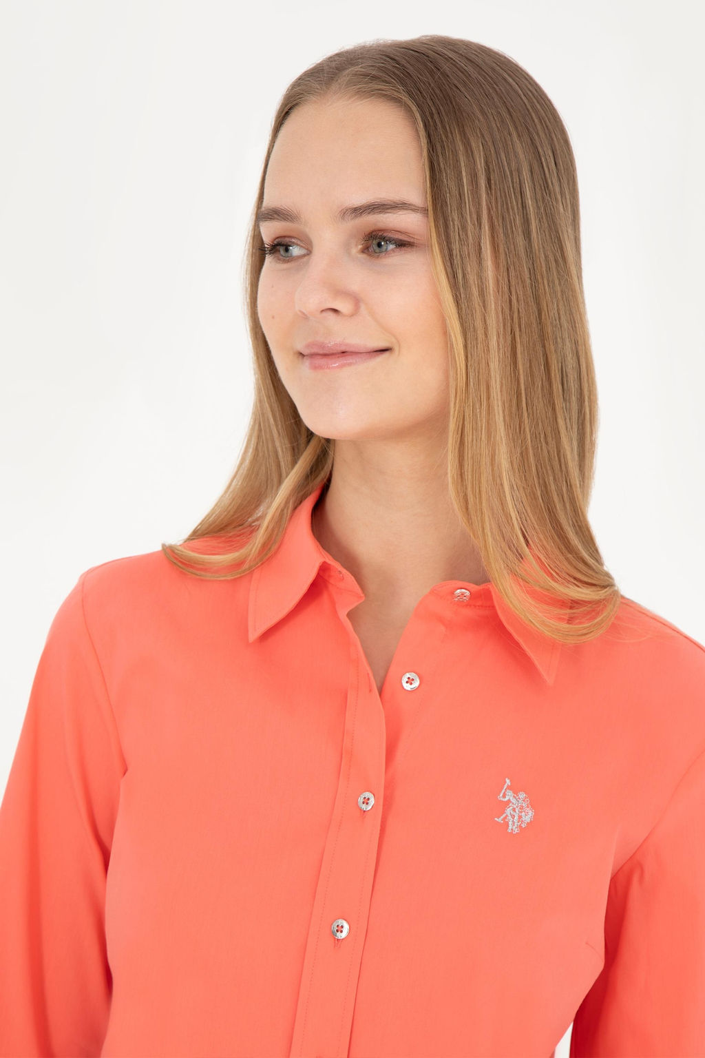 U. S. Polo Assn / Женская базовая рубашка с длинным рукавом цвета граната - U.s. polo assn фото 2