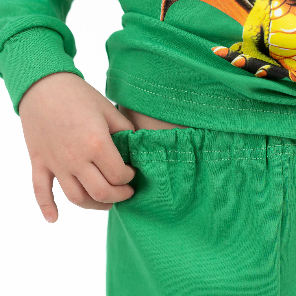 Пижама детская зеленая дракон ПЖ-1818 (110-116, 60)