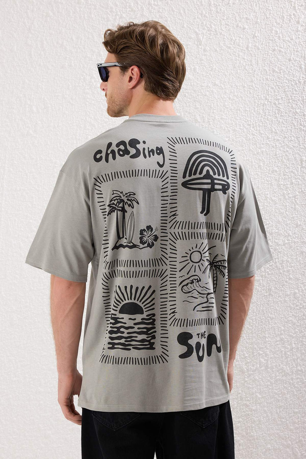 TRENDYOL MAN Antrasit Unisex Oversize/Genis Kesim Bask?l? %100 Pamuk T-Shirt TMNSS25TS00031 - Trendyolmilla фото 4