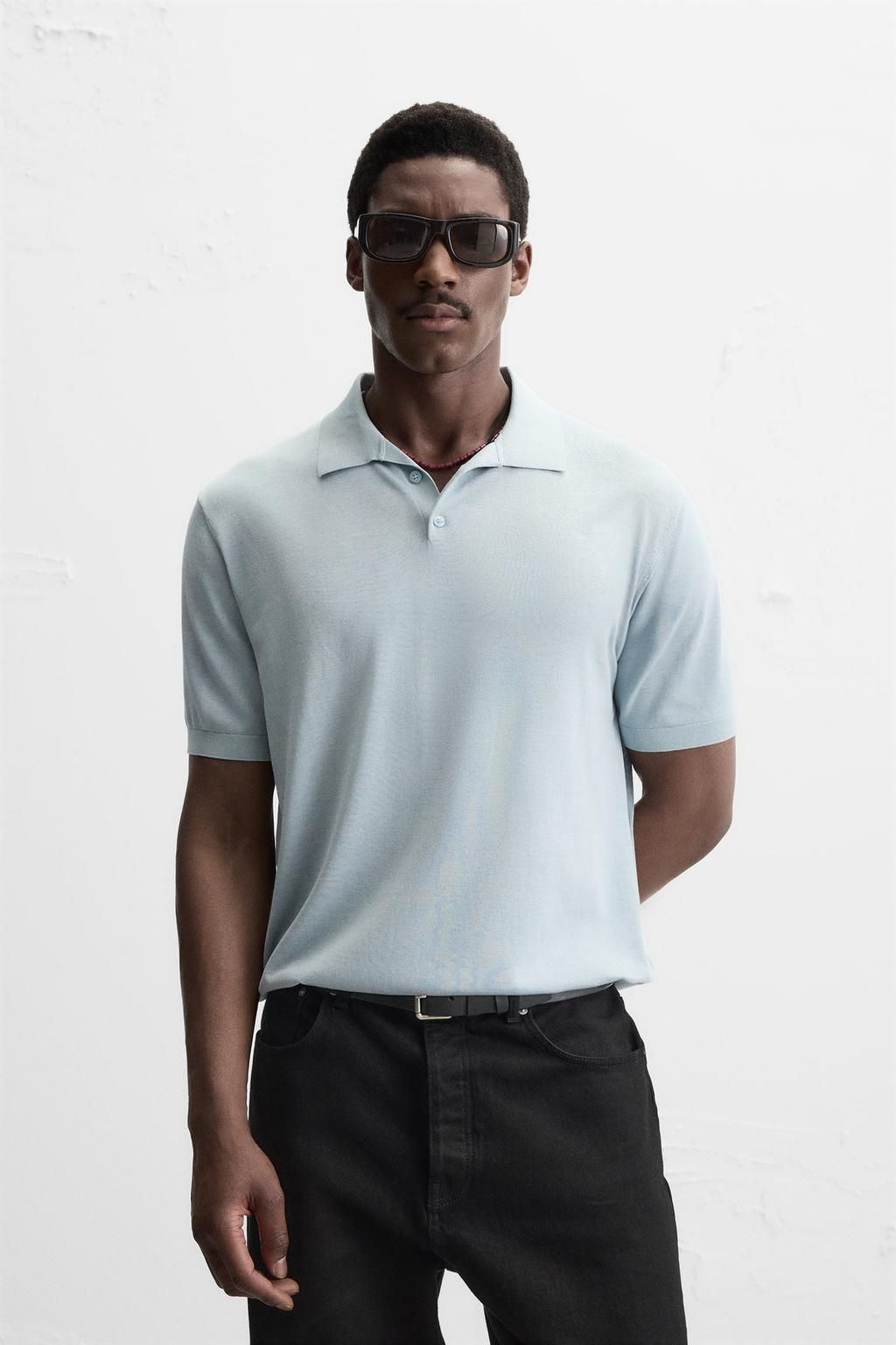 COTTON/SILK KNIT POLO SHIRT - Zara фото 2