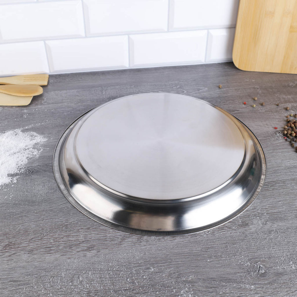 Блюдо 36 см металл круглое /h=3/ B-35-5 /уп 120/ 0.220 нерж 679230 - Галеонтрейд фото 4