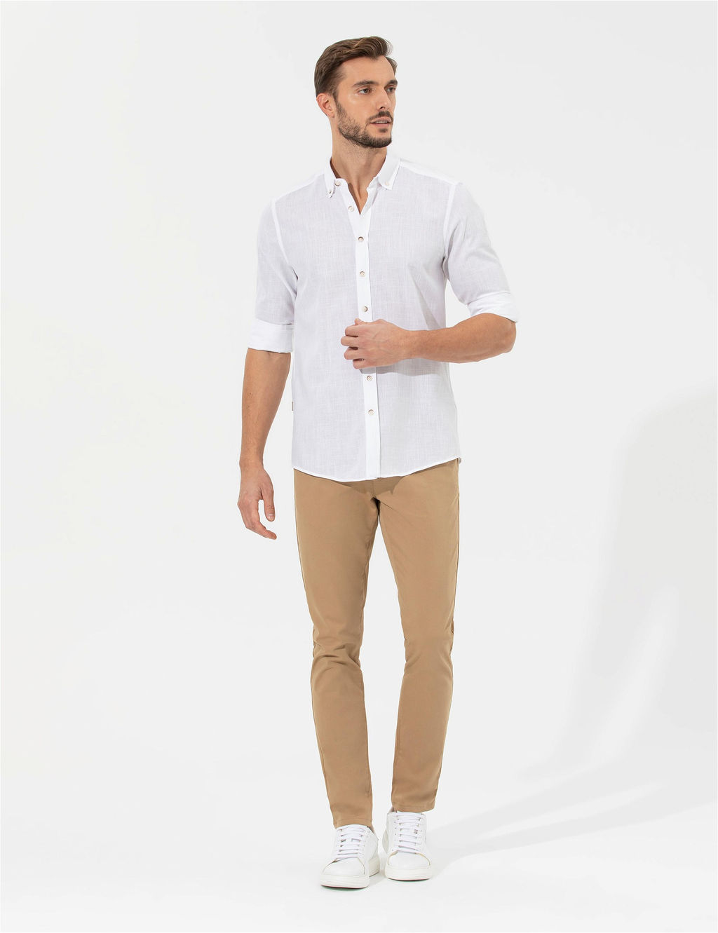 Camel Slim Fit Kanvas Pantolon