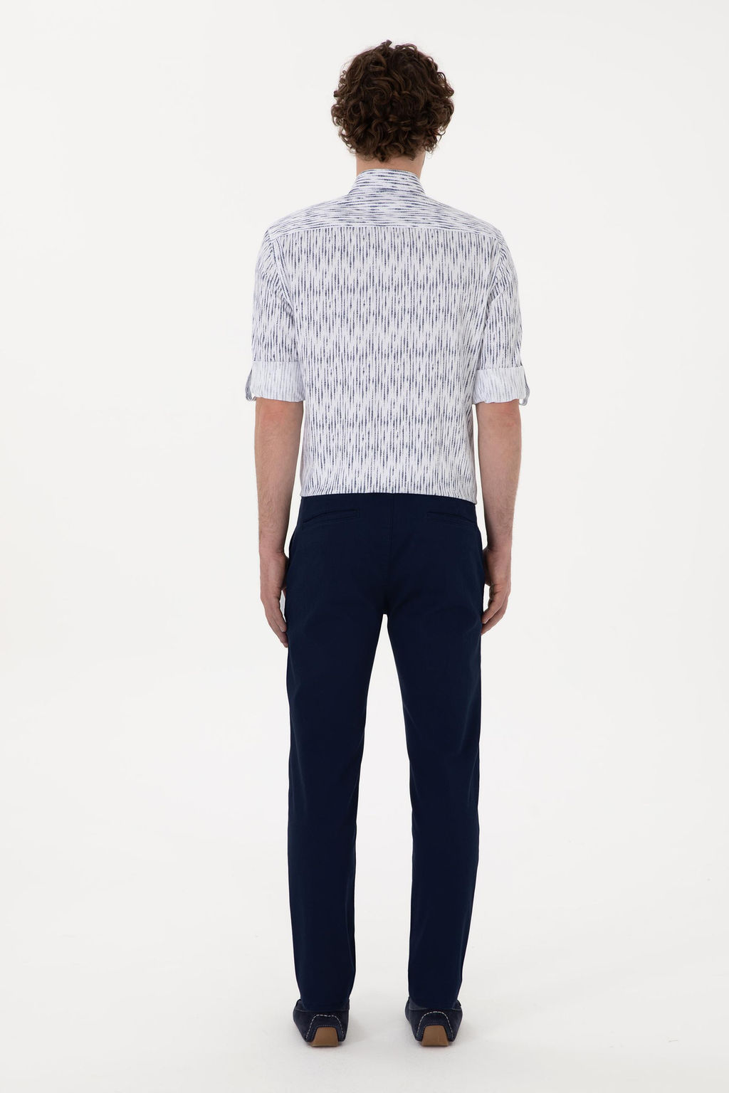 Erkek Lacivert Slim Fit Kanvas Pantolon