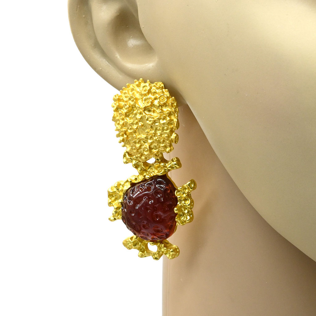 Серьги крупные с люцитом "Ретро" 58*30мм