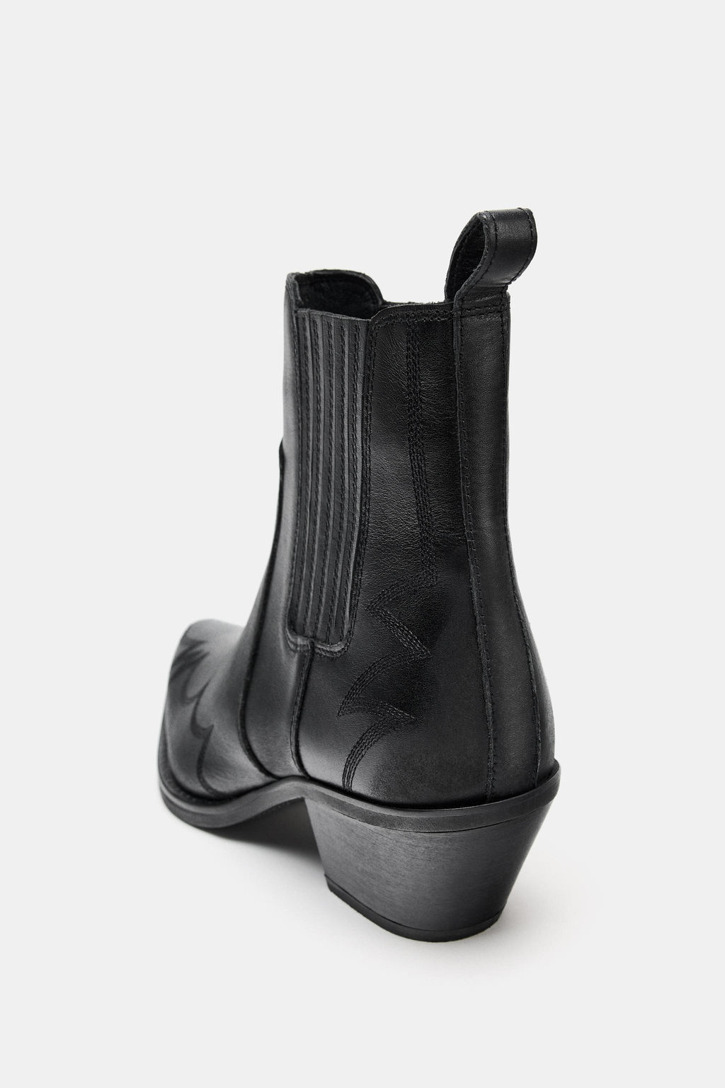 LEATHER COWBOY ANKLE BOOTS WITH TOPSTITCHING - Zara фото 6