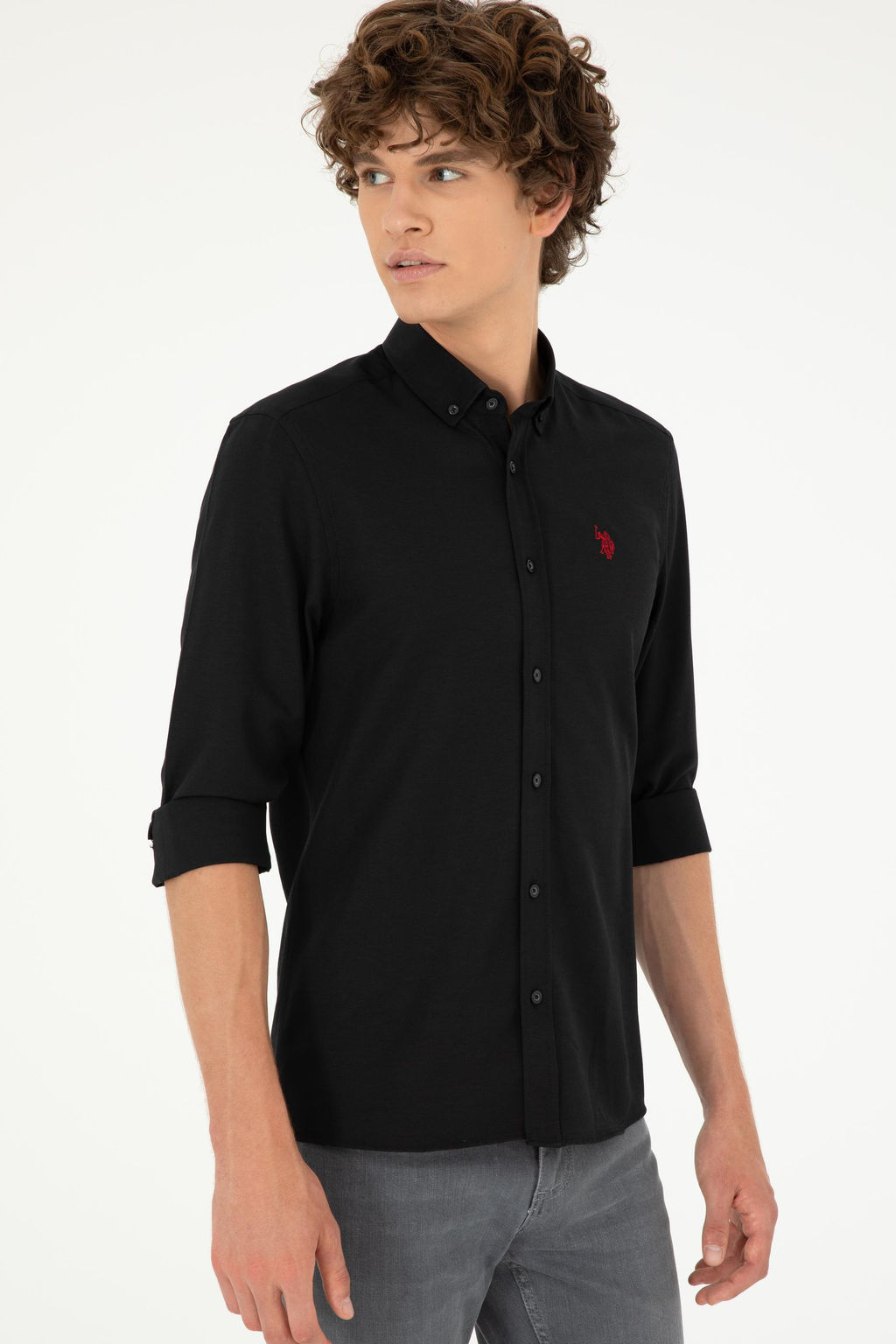 Мужская черная базовая рубашка с длинным рукавом - U.s. polo assn фото 9