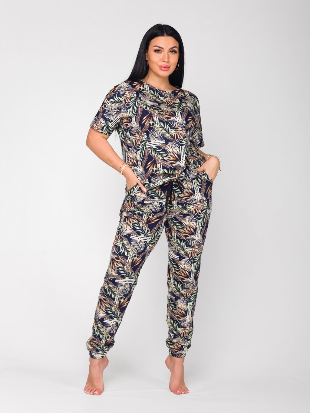 Костюм женский кулирка с брюками САВАННА ЧЕРНИЛО