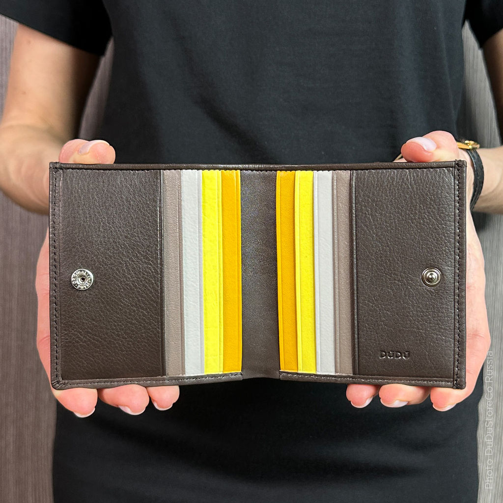 Итальянский кожаный кошелек DuDu серии Flavio | кофейно-коричневый - Dudubags фото 7