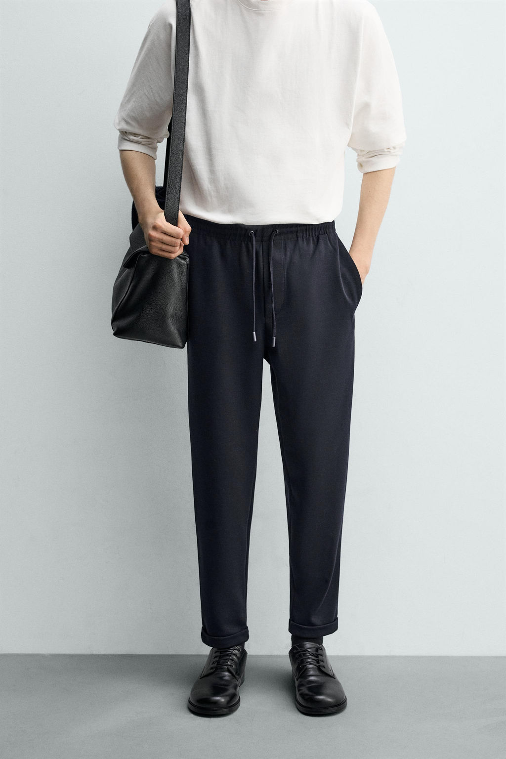 COMFORT NON-IRON JOGGER WAIST TROUSERS - Zara фото 14