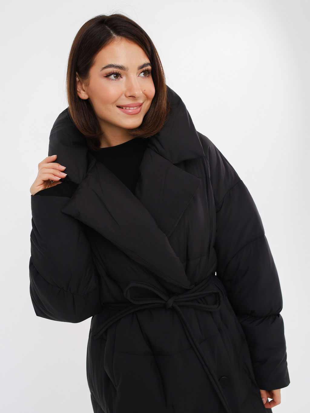 Пальто зимнее женское, черное - Inzibe фото 9
