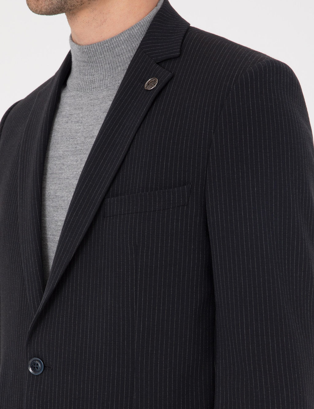 Lacivert Ex. Slim Fit _izgili Tak_m Elbise