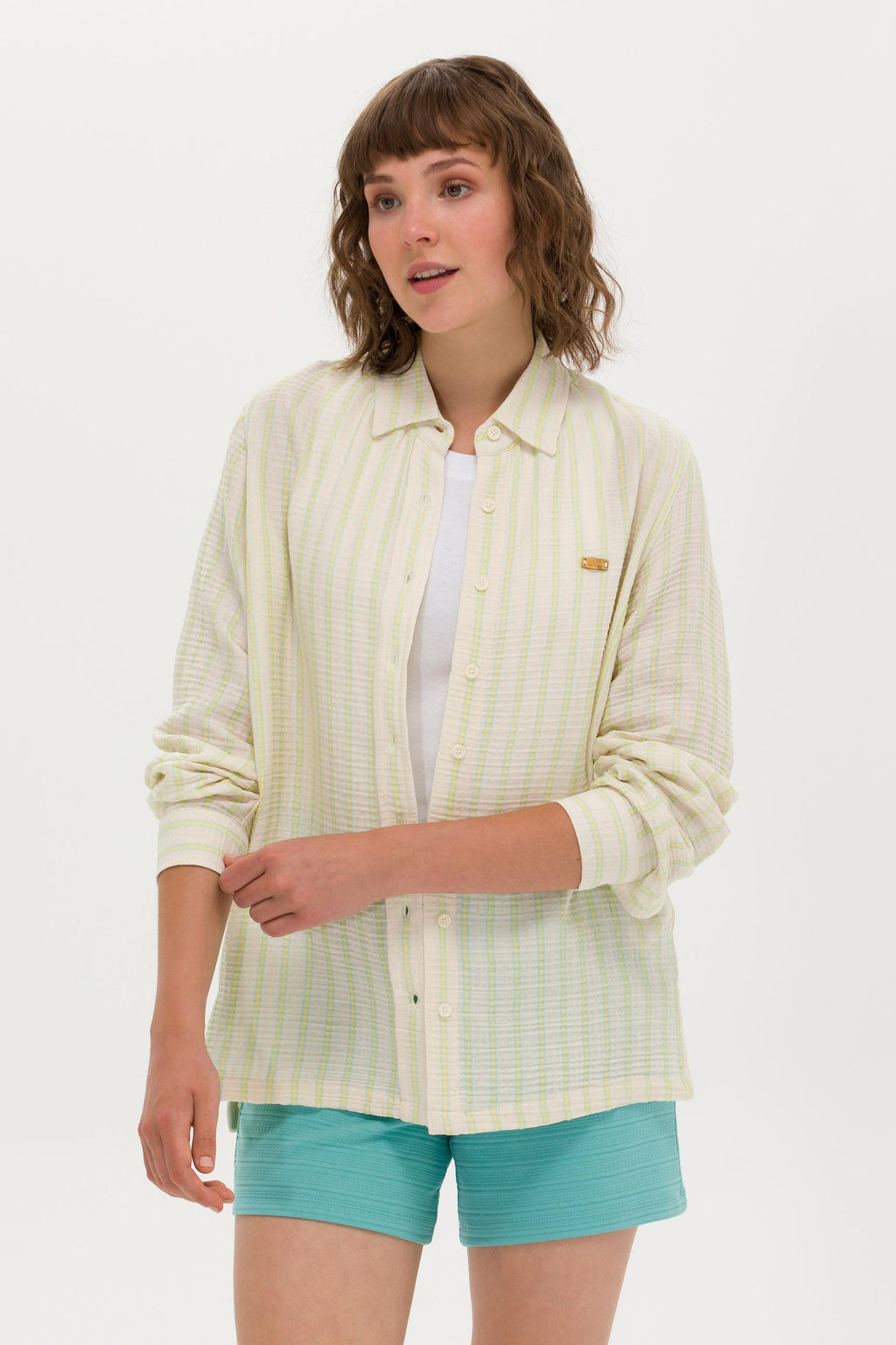 Женская рубашка цвета морской волны с длинным рукавом - U.s. polo assn фото 3