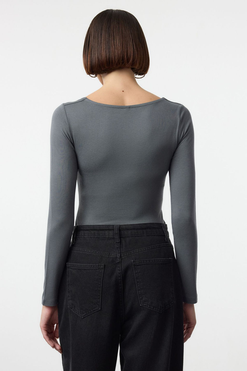 TRENDYOLMILLA Lacivert Fitted/Vucuda OturaKare Yaka Alttan C?tc?tl? Premium Orme Body TWOAW24BD00062  фото 5