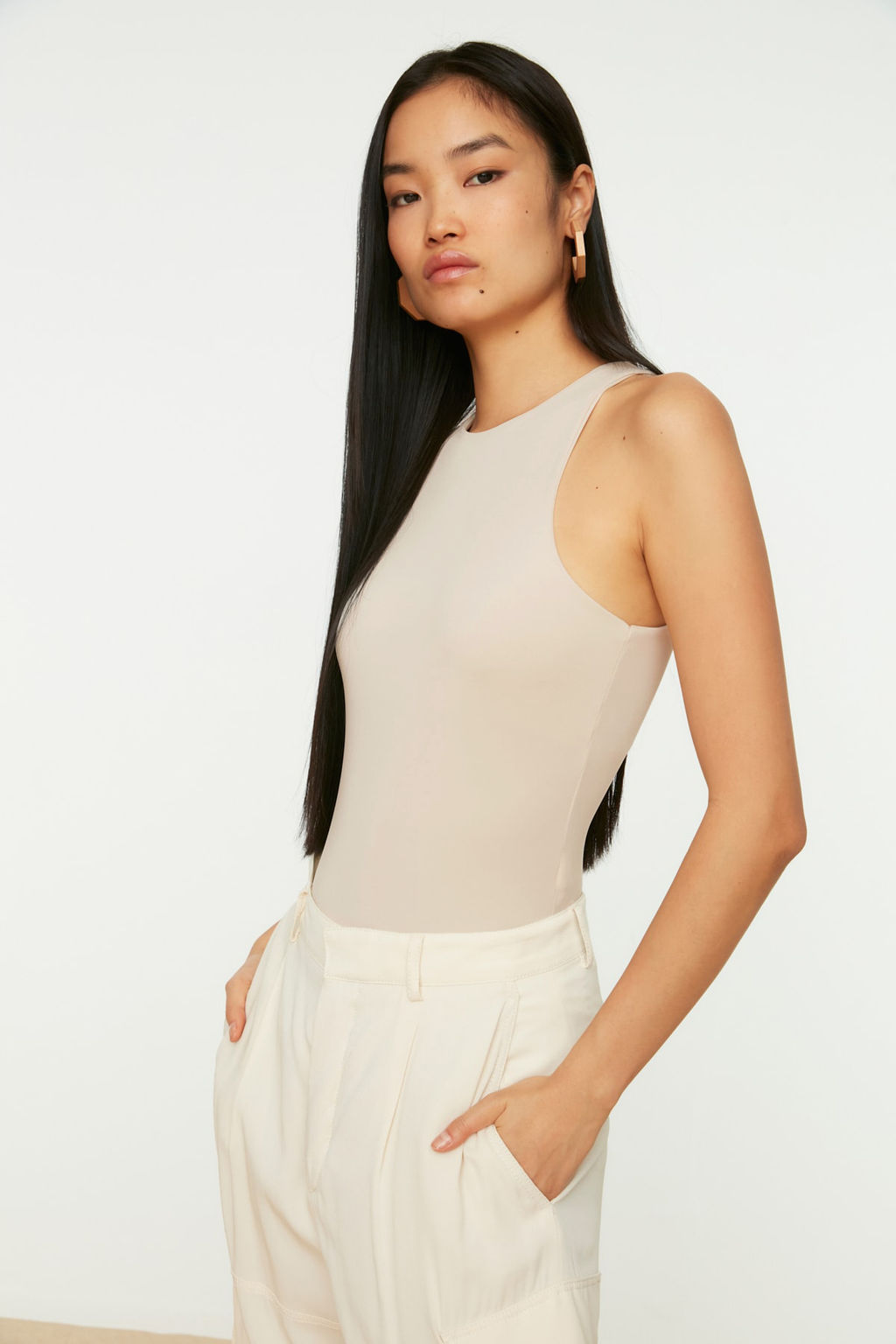 Tas Halter Yaka Vucuda Oturan Esnek Alttan c?tc?tl? Orme Body TWOSS20BD0044