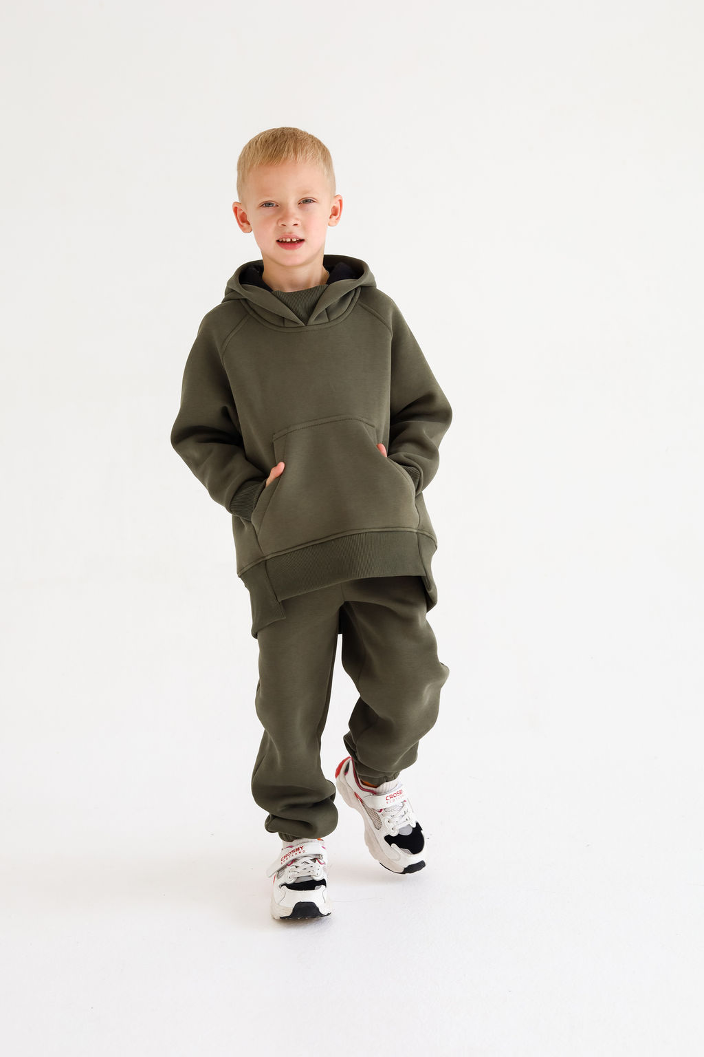 Худи удлиненное с начесом, хаки - Inzibe фото 3