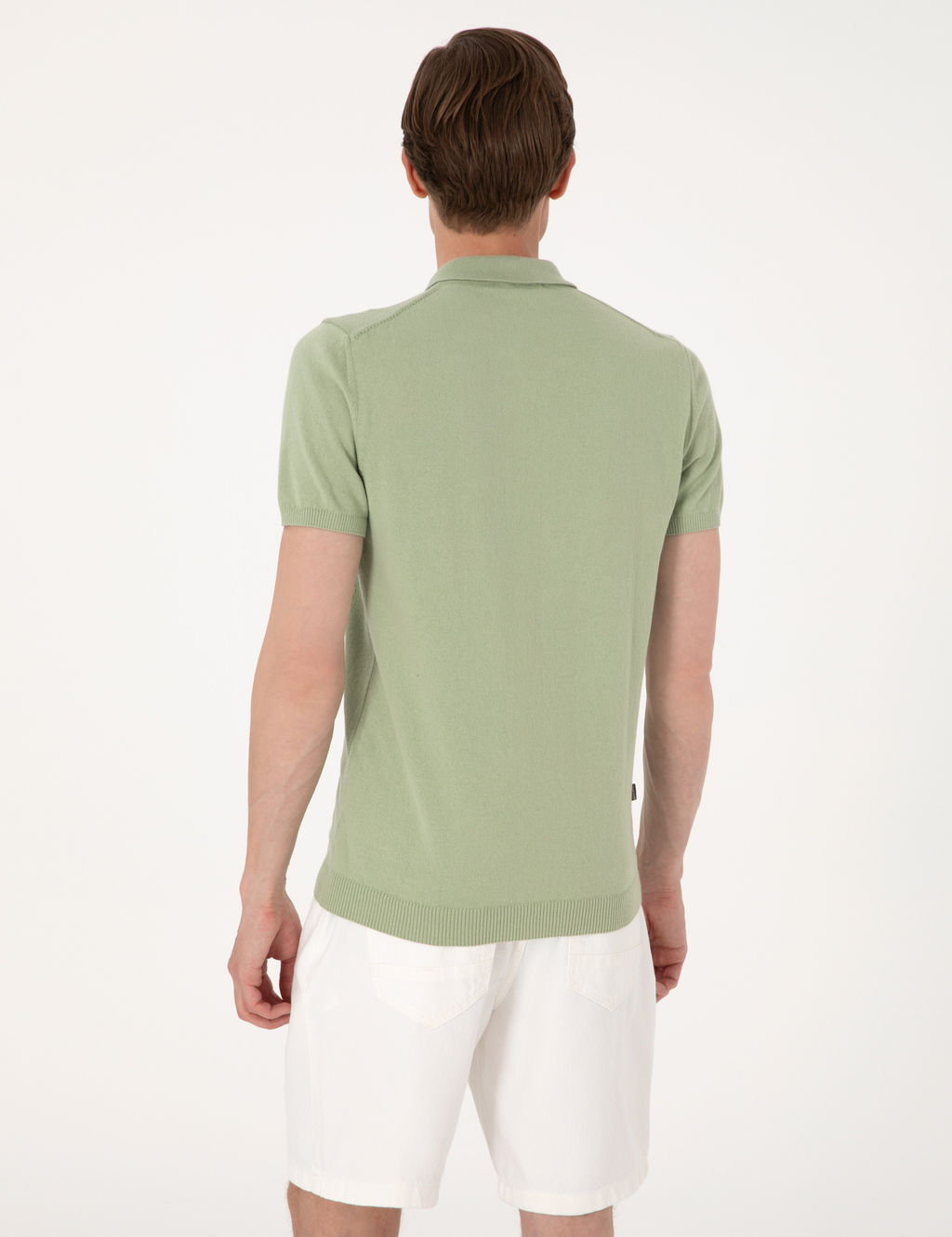 A__k Haki Slim Fit %100 Pamuk Polo Yaka Triko Ti__rt