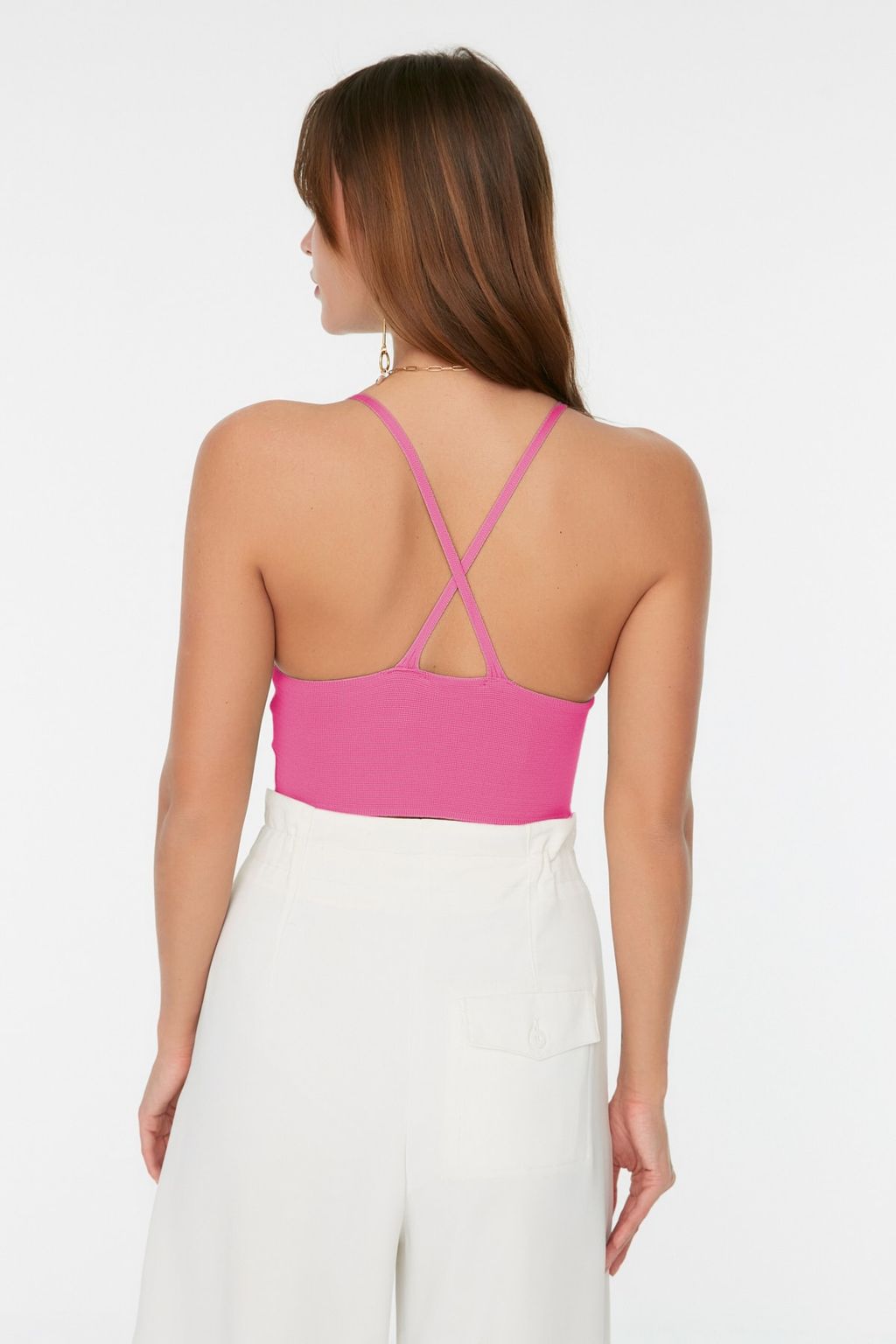 Pembe Super Crop S?rt Detayl? Ince Bluz TWOSS22BZ0760