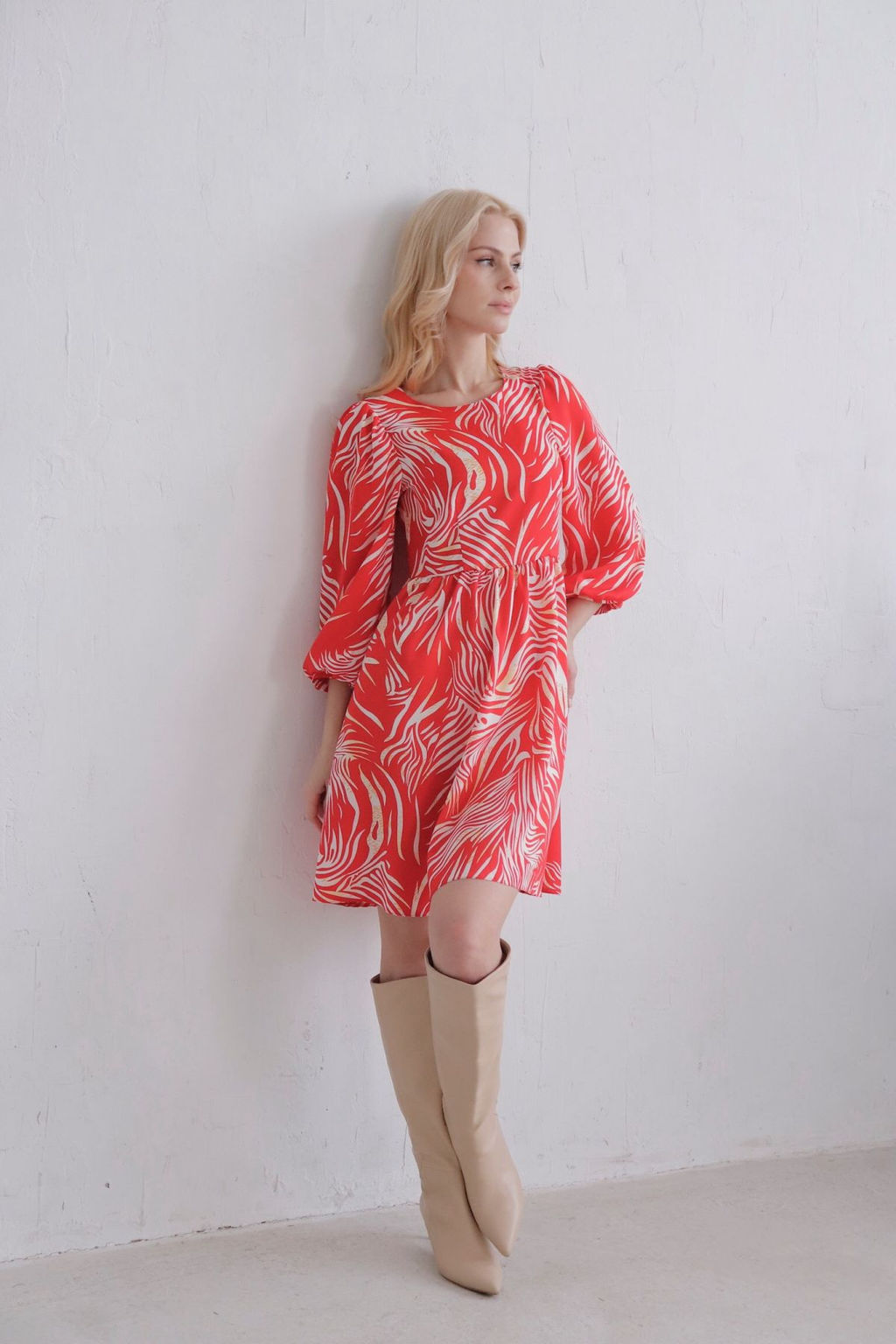 Платье красное с присборенной юбкой - Martichelli фото 15