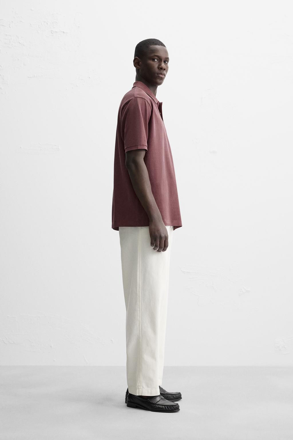 WASHED TEXTURED PIQUE POLO SHIRT - Zara фото 11