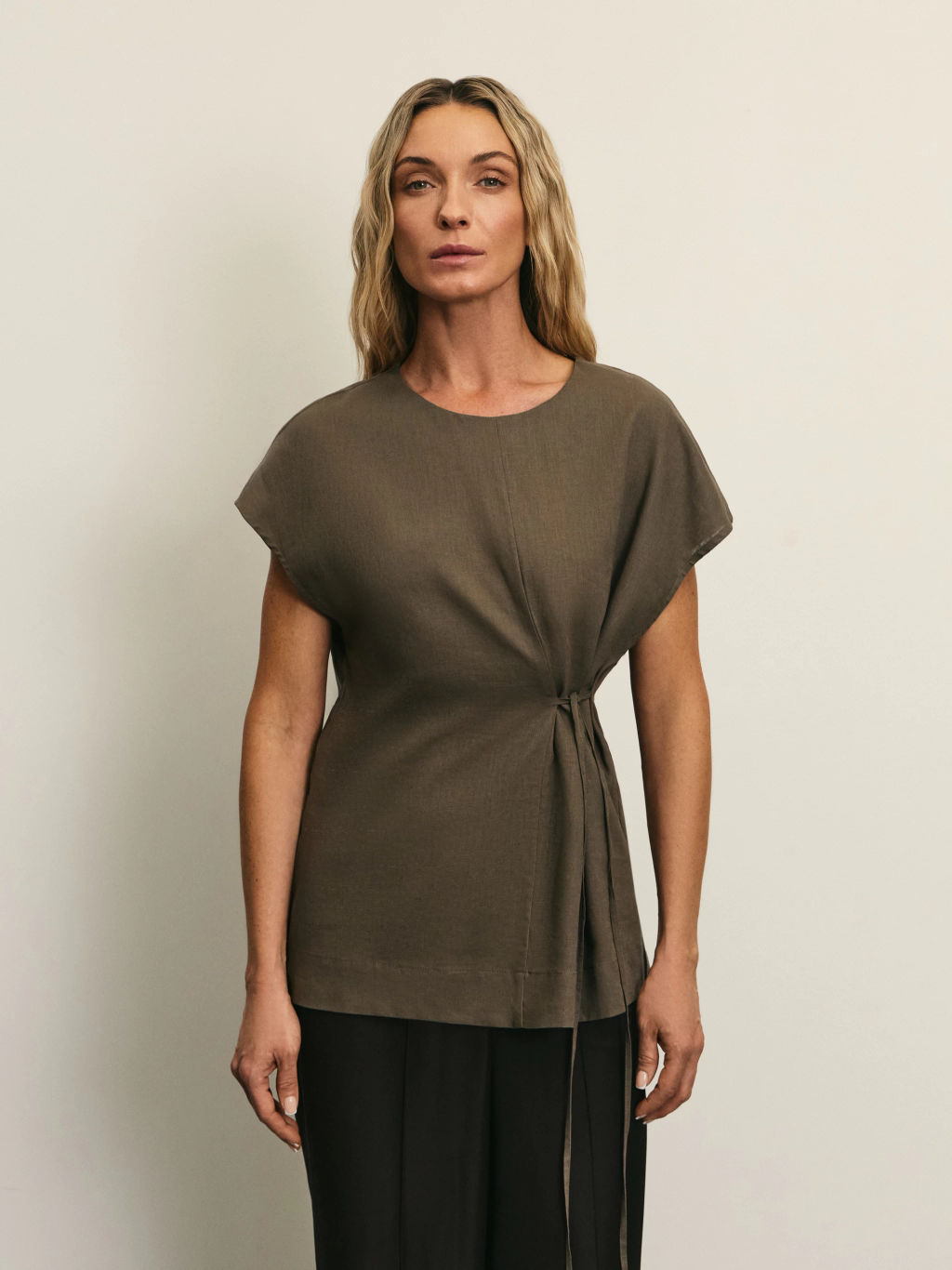 Блузка со шнуровкой изо льна / Zarina  фото 3