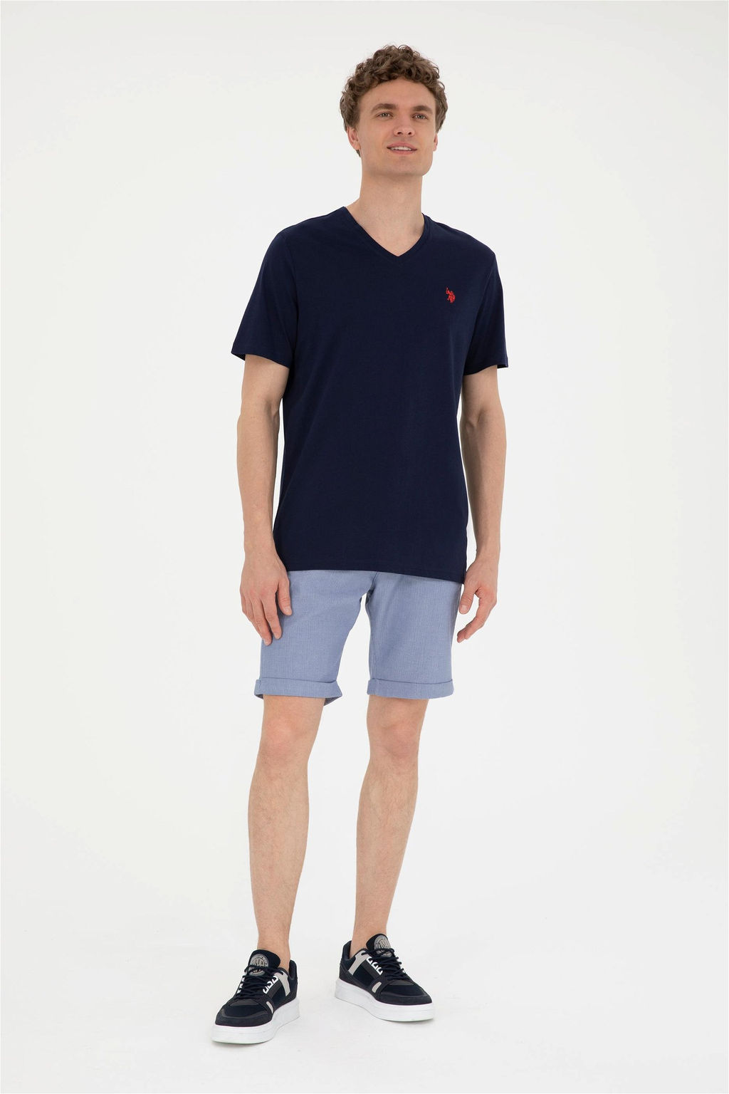 Футболка мужская U.S. Polo Assn базовая темно-синяя из хлопка фото 4