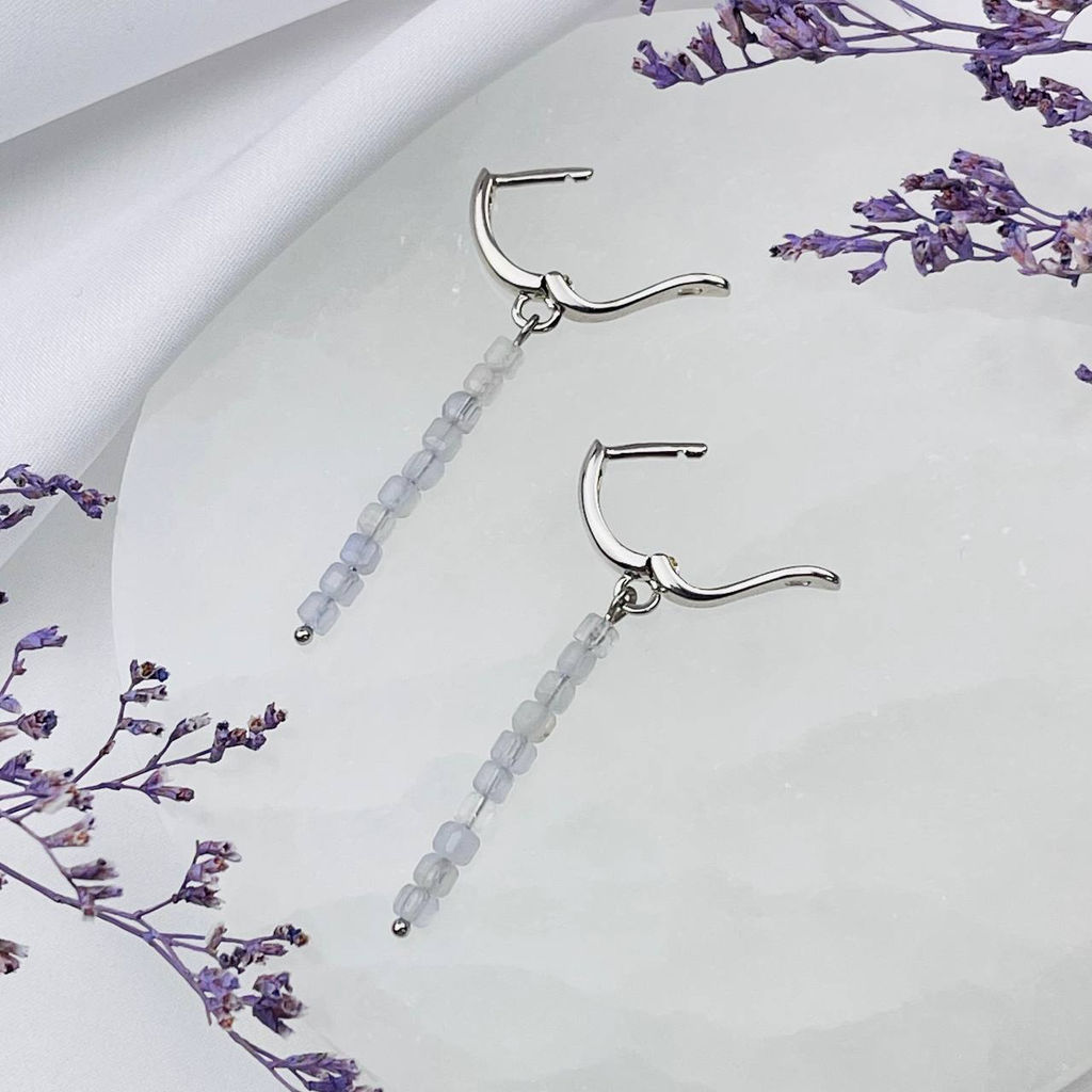 Серьги длинные из Голубого агата