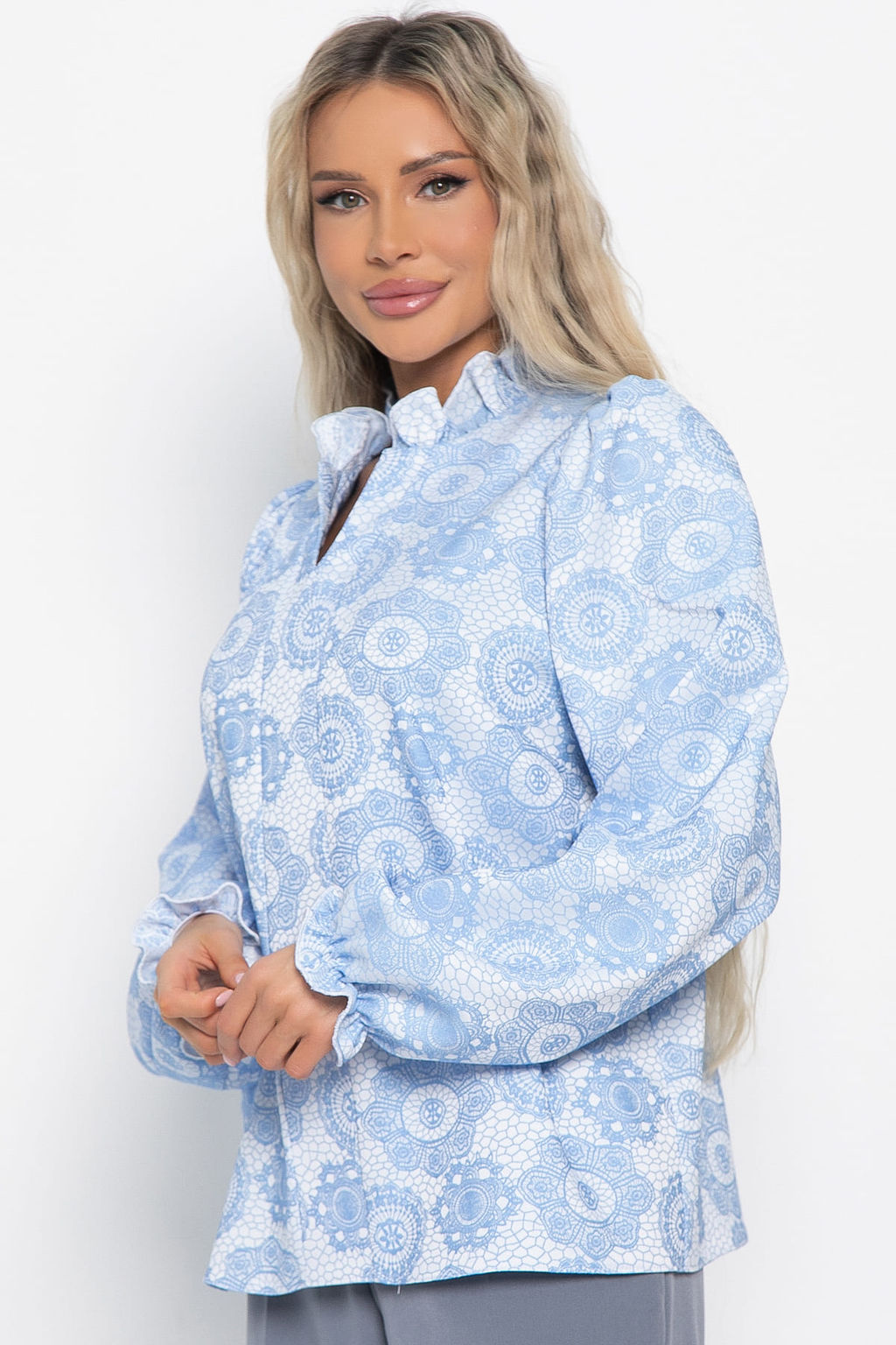 Блуза Доменика (бело-голубая) Б15015-18М