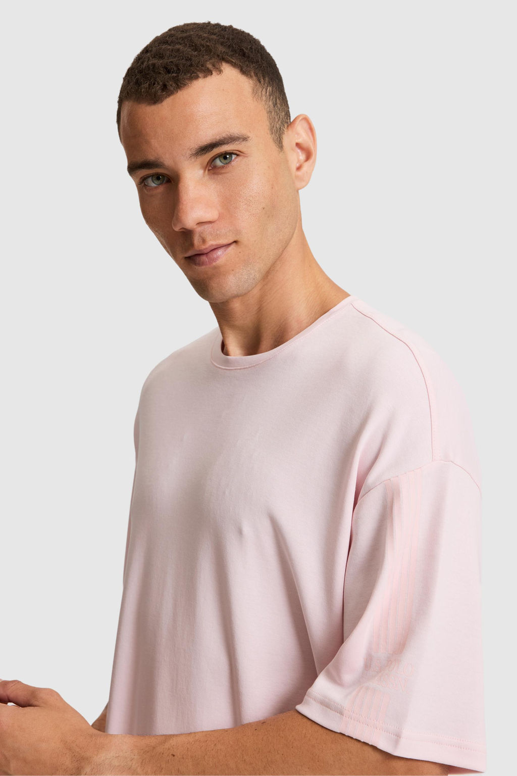 Erkek A__k Pembe Comfort Fit Bisiklet Yaka Ti__rt