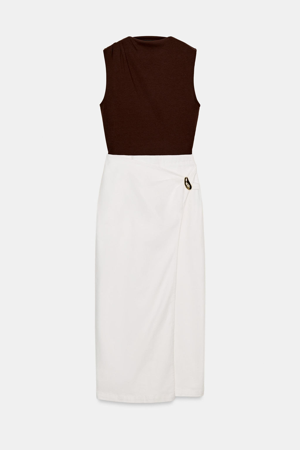 VESTIDO MIDI COMBINADO FORNITURA / Marr?n / Crudo - Zara фото 7