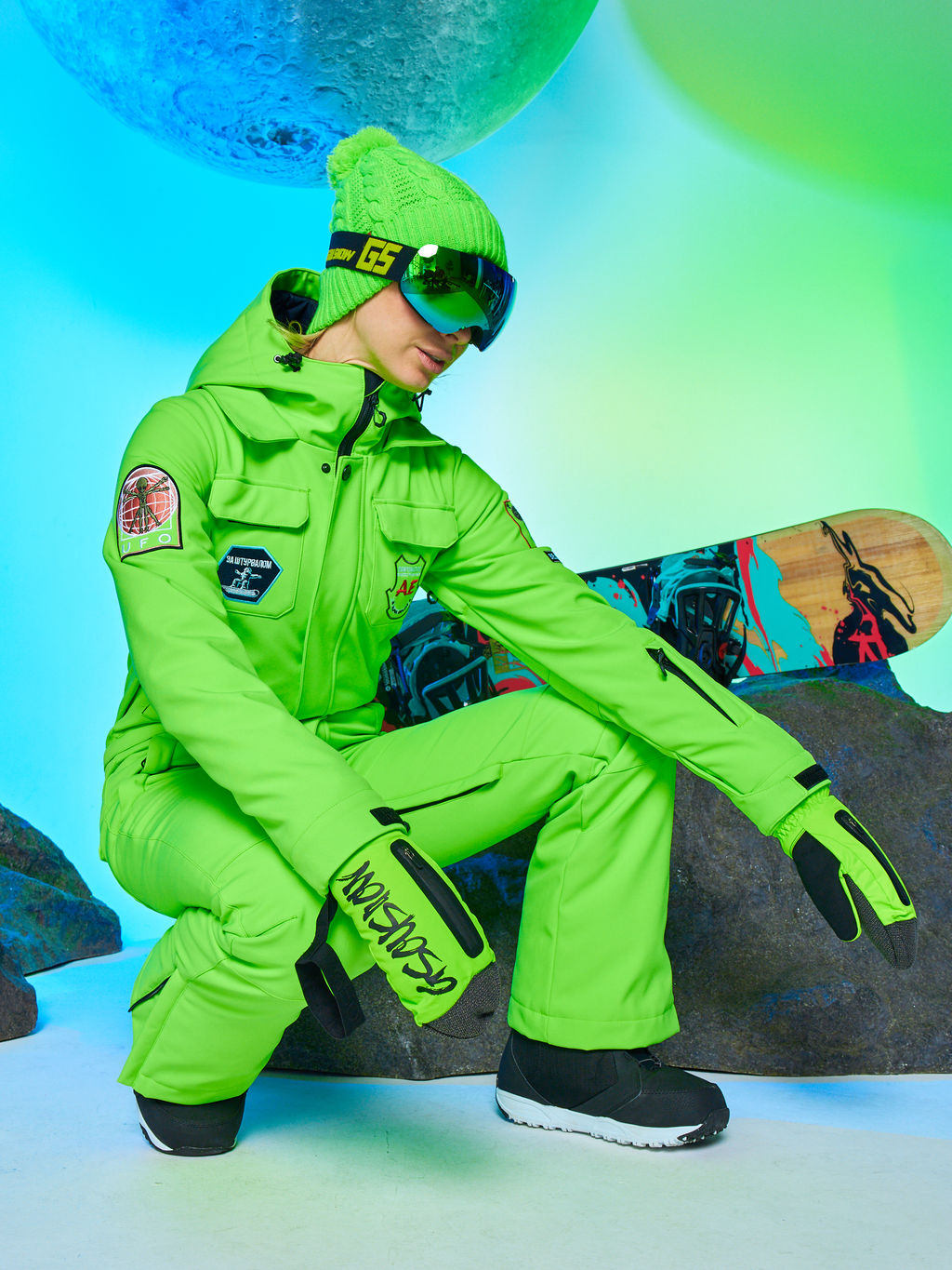 Женский сноубордический горнолыжный комбинезон Alpha Endless Aeternitas 223/2305 FAG - Салатовый  фото 30