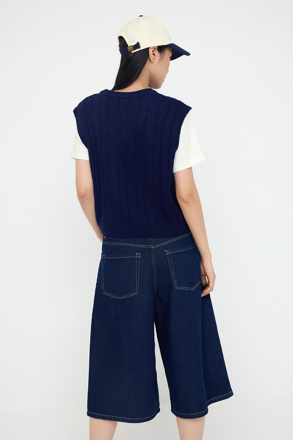Lacivert 2li T-Shirtlu Sac Orgu Triko Kazak TWOAW26KZ00131
