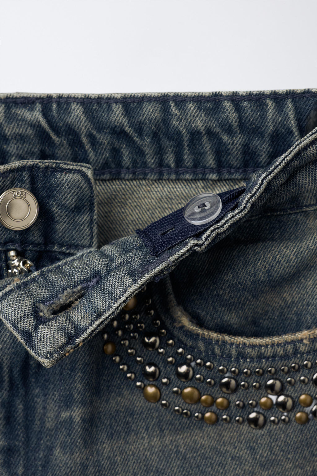 WIDE-LEG JEANS WITH STUDS - Zara фото 4