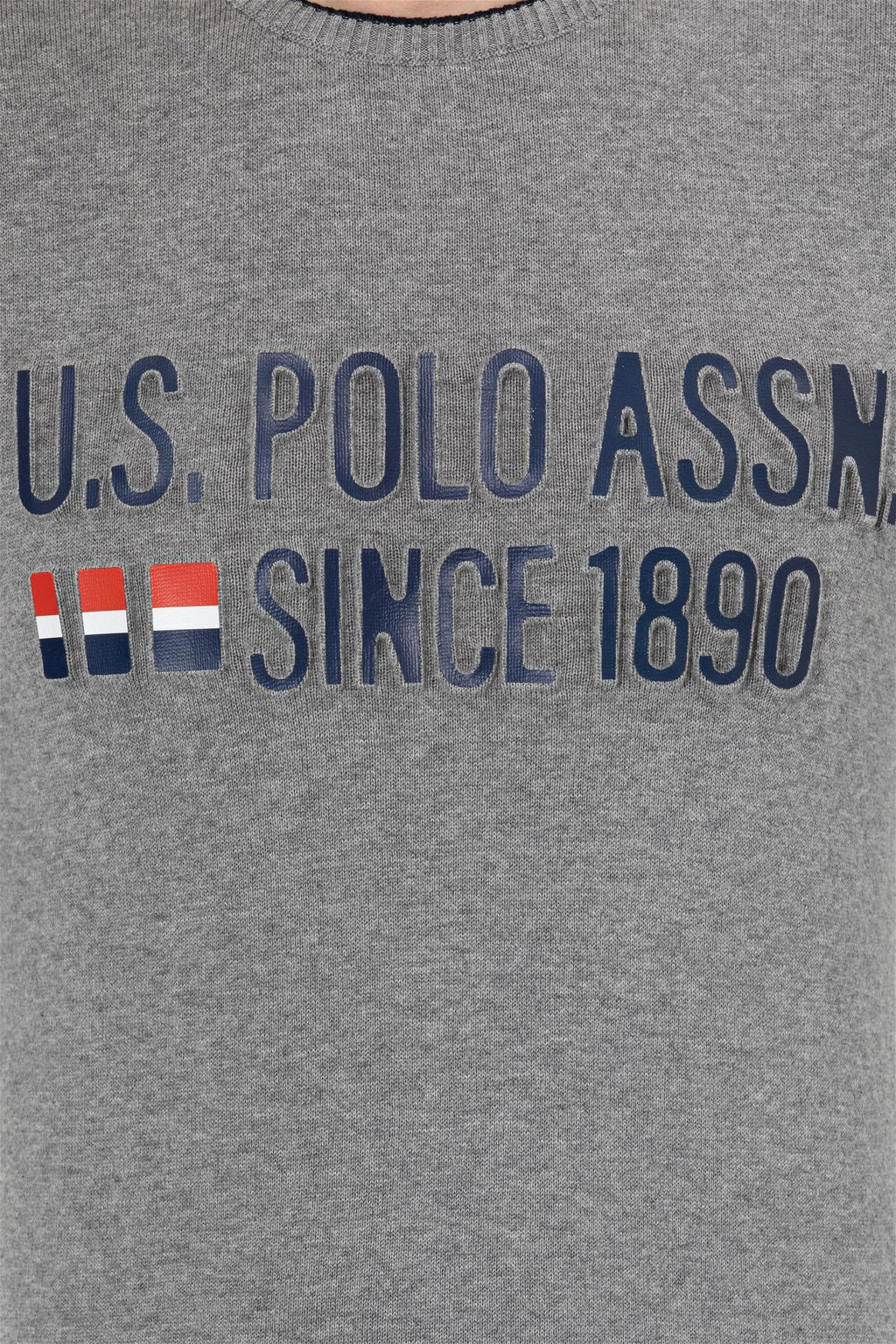 Мужской серый меланжевый трикотаж с круглым вырезом Неожиданная скидка в корзине - U.s. polo assn фото 6