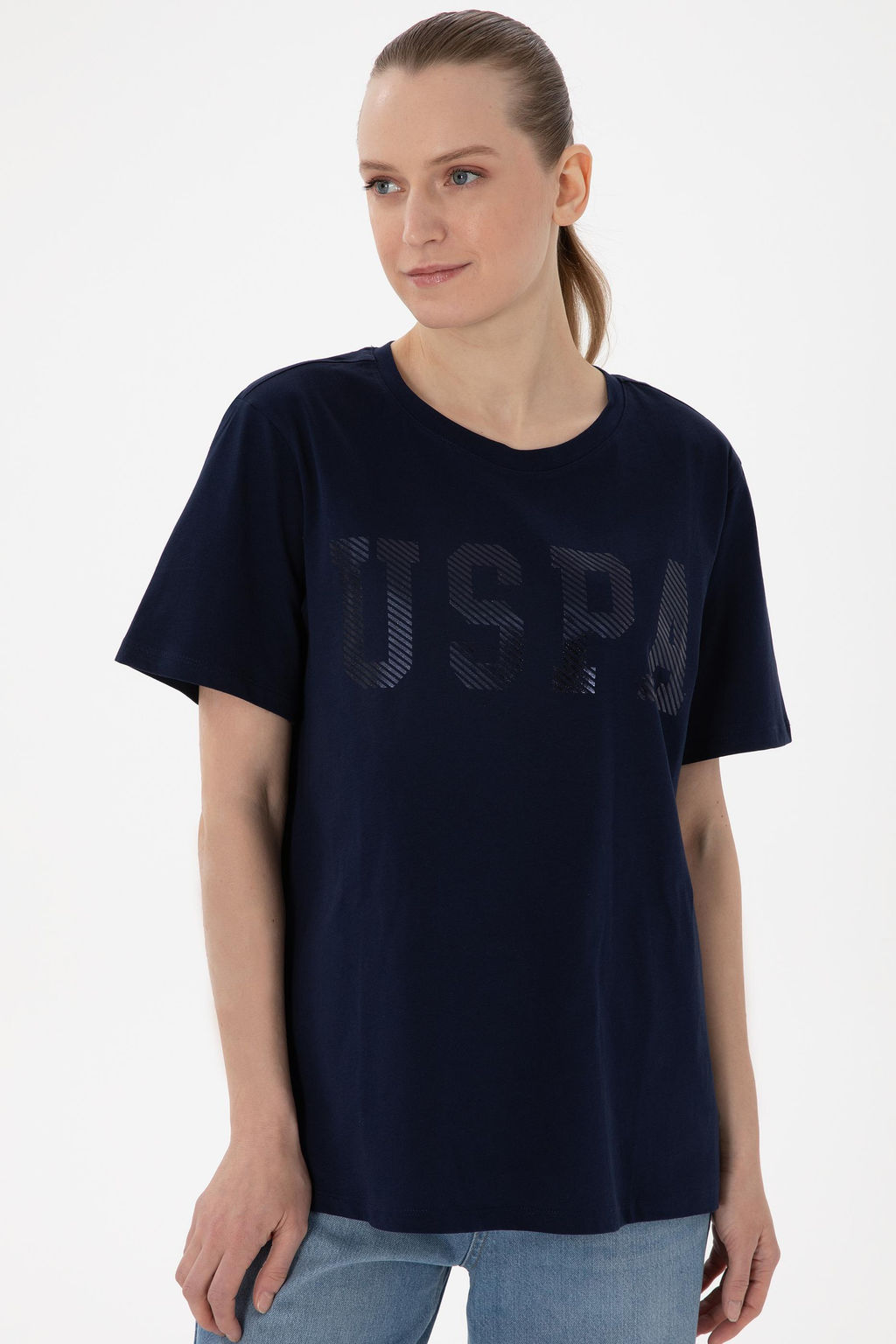 Kad_n Lacivert Basic Ti__rt Sepette S_rpriz _ndirim - U.s. polo assn фото 3